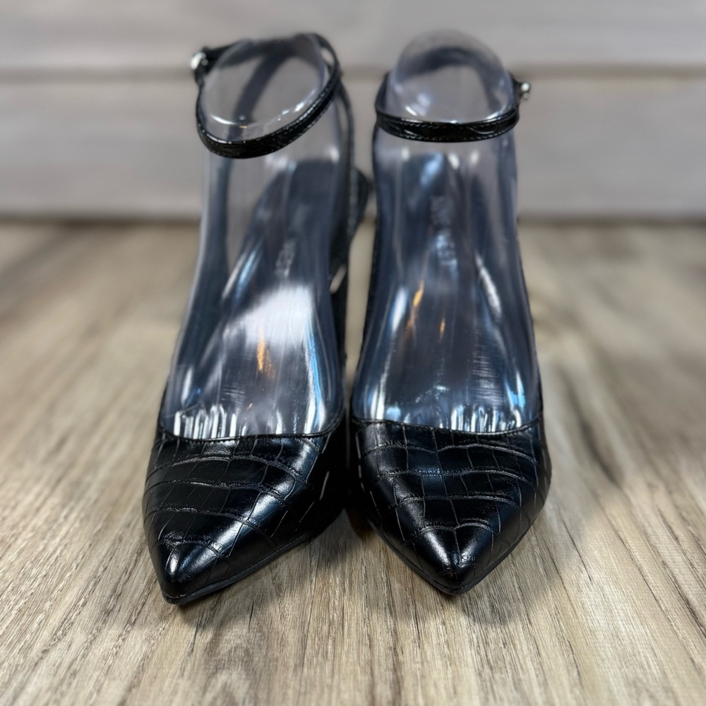 Nine West Black Croc-Pattern Heels - Picture 2 of 16